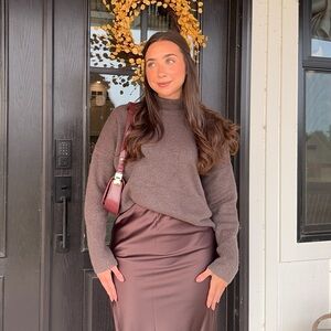 SHEIN Chocolate Brown Cozy Turtleneck Sweater